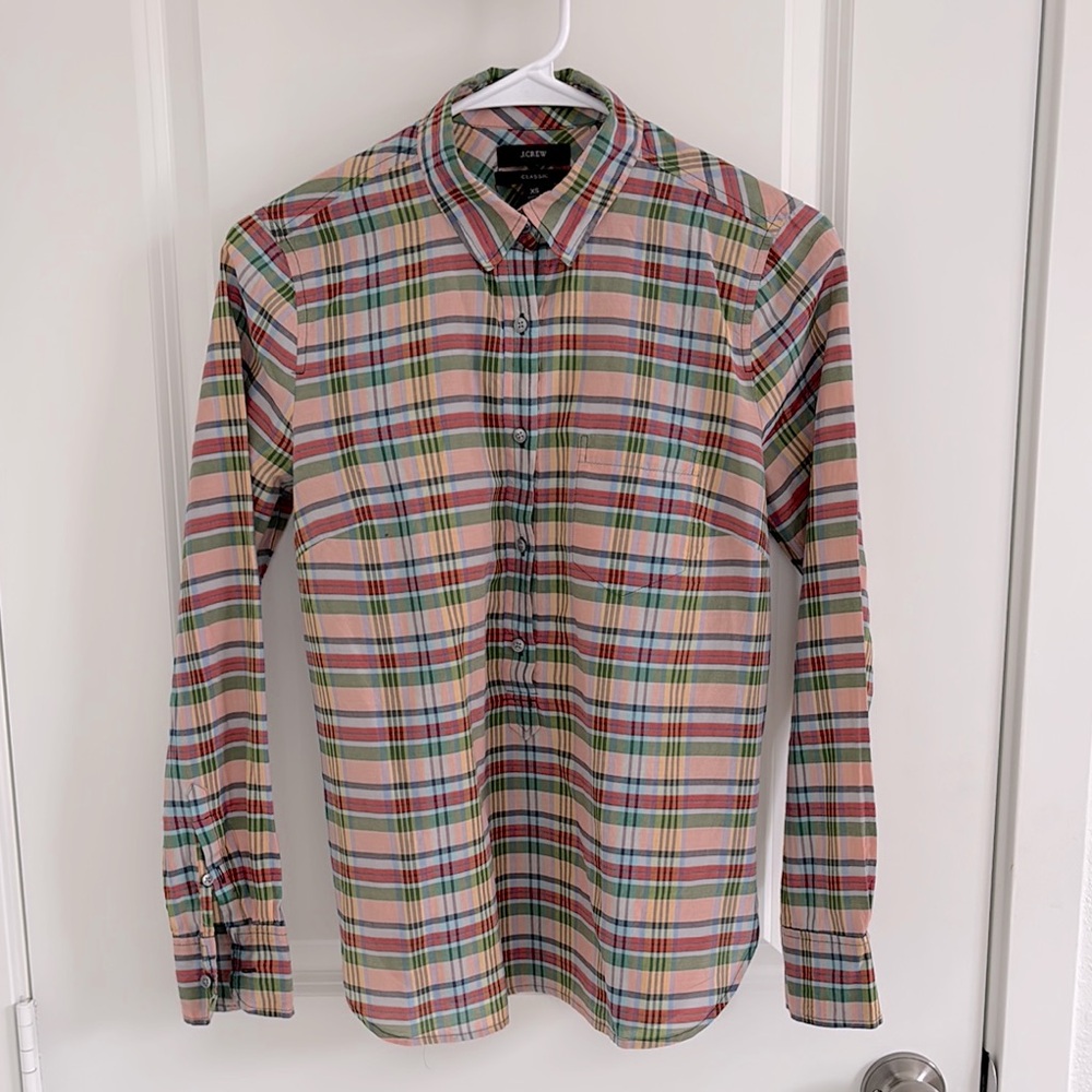 J. Crew Casual Button Down Shirt Red and Green